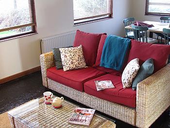 The open plan dining/sitting area